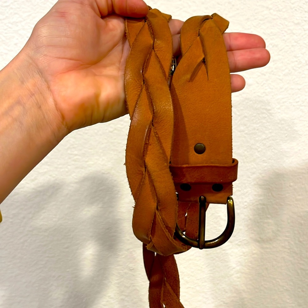 Brown Leather Braided Belt - BOGO
